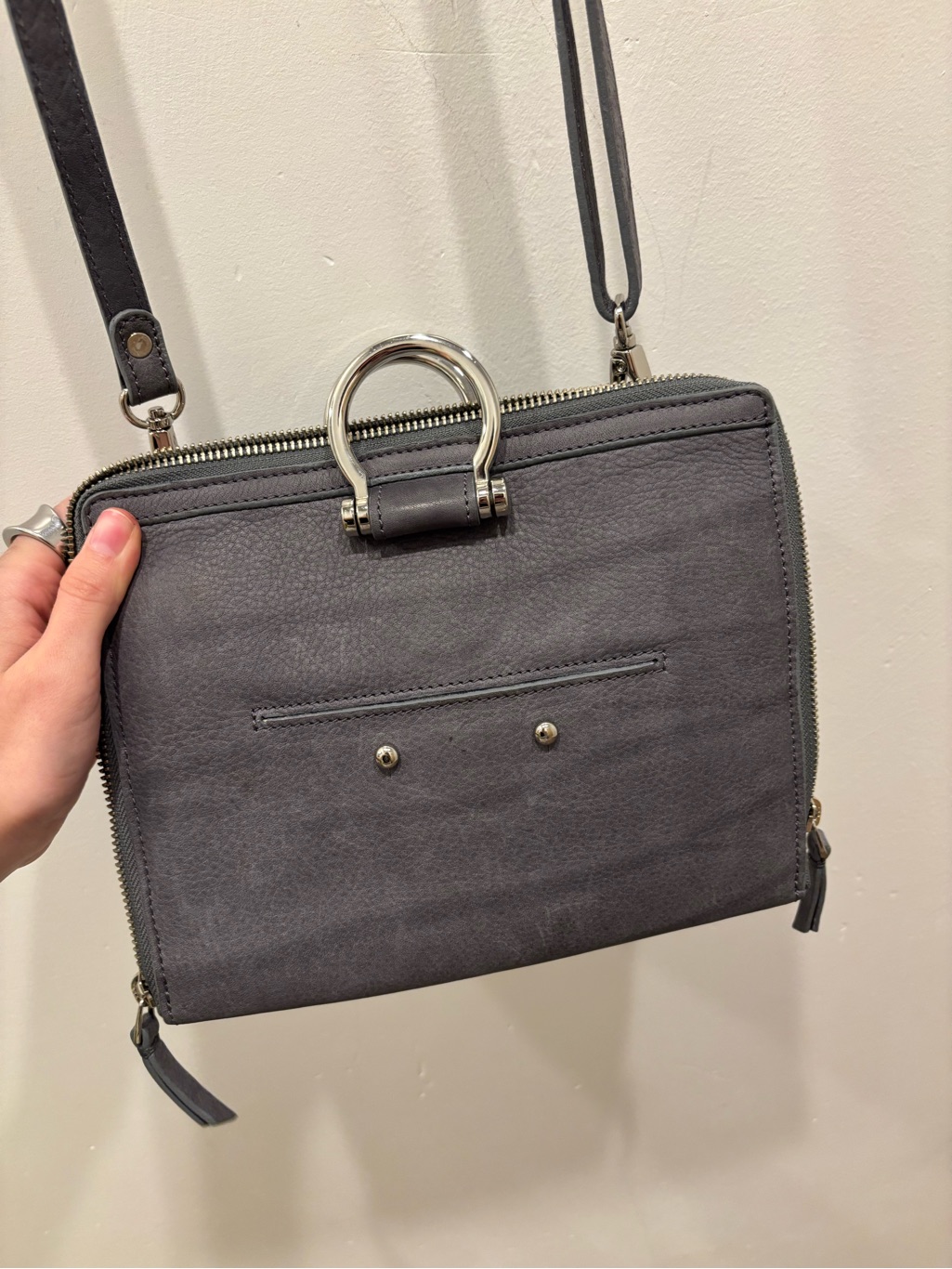 Sapahn Grey Crossbody Bag With Ring Detail — image 5 of 5